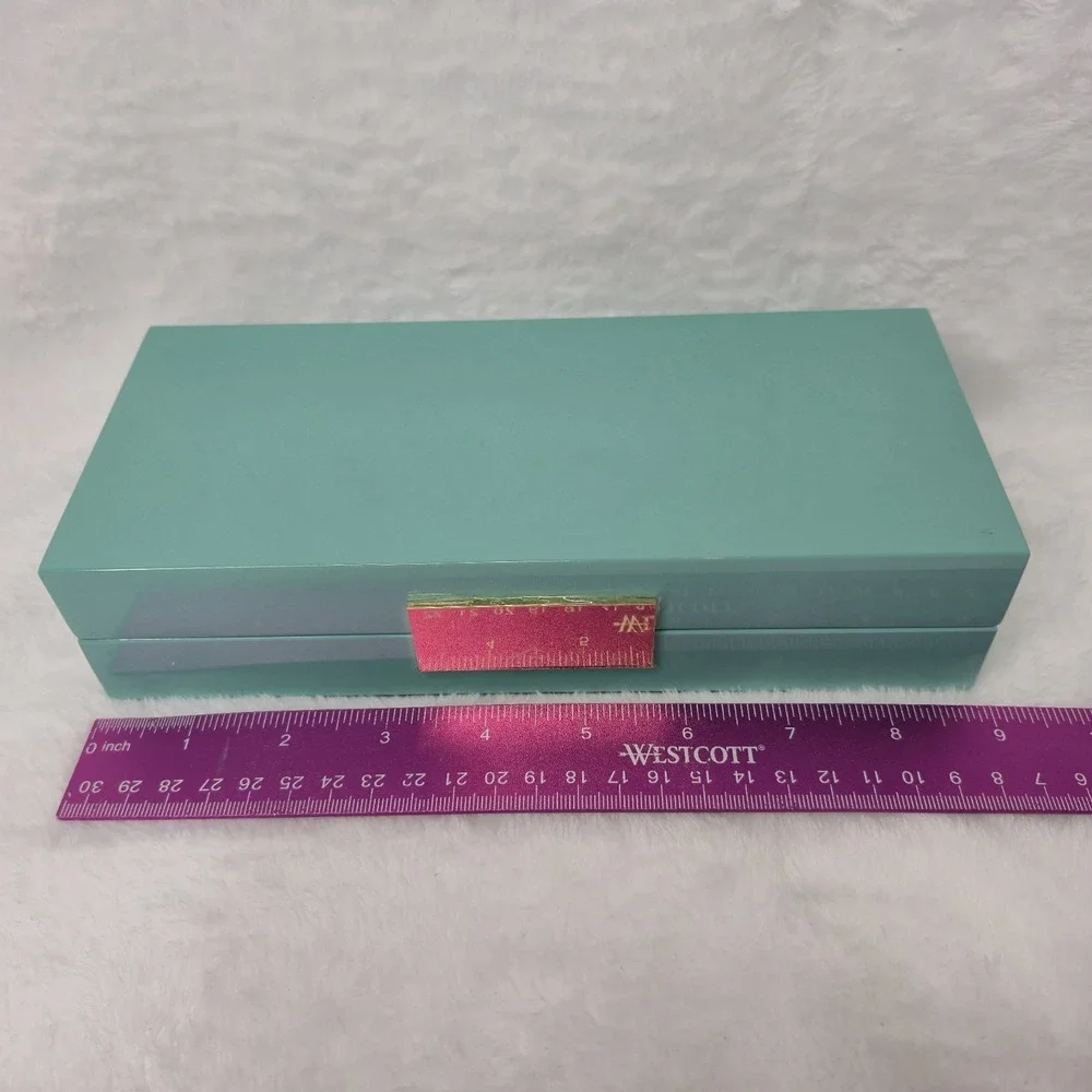 Addison Ross Ross LTD‎ Polished Lacquer Wood Jewelery Box Glossy Teal 4